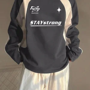 cinza casual collar manga comprida tecido bloco de…